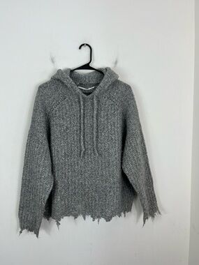 IRO Wool Gray Hooded Knit Sweater Sz XS